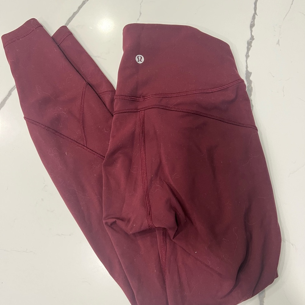 Lululemon In Movement Tight 25” Everlux – Garnet (Size 4)